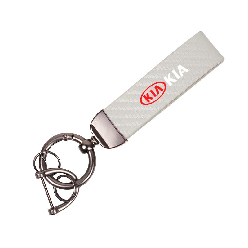 FCQP1 Carbon Fiber Leather Keyrings Car Keychain Accessories For Kia GT-Line Sportage Ceed Rio Picanto Sorento Soul Cerato Venga Forte
