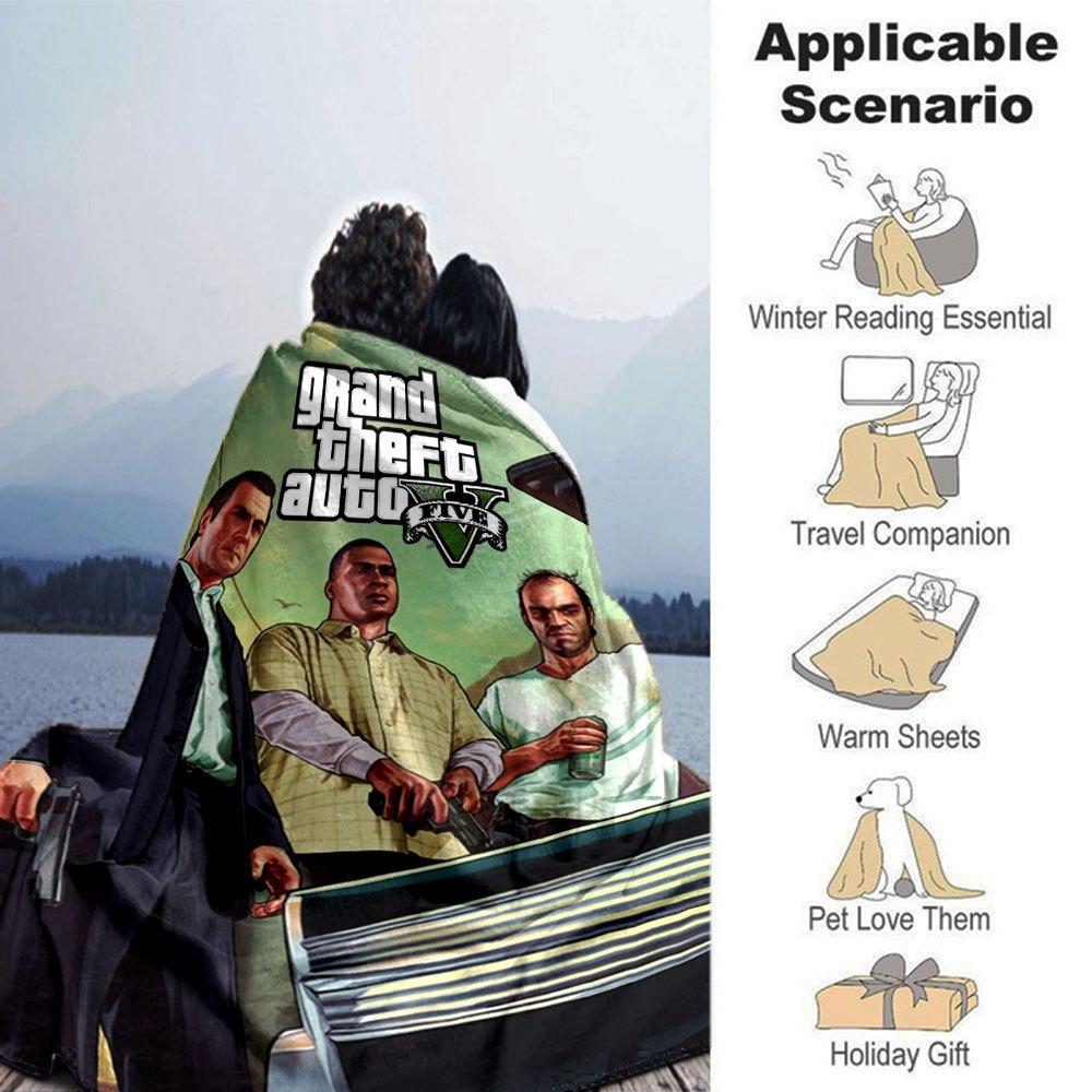 1pc Grand Theft Auto Soft Flannel Blanket with Designer Print A cozy blanket for all seasons, perfect for the couch, bed, office