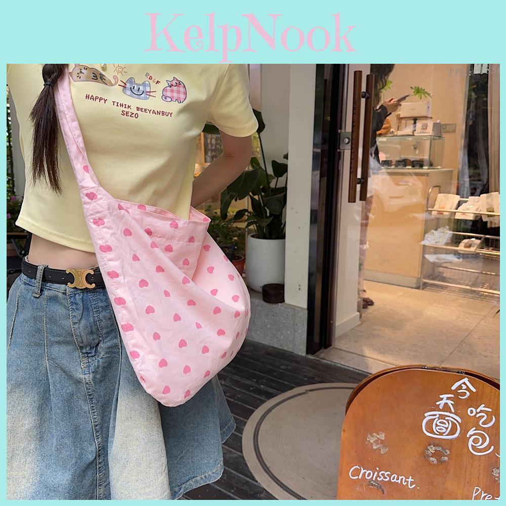 Heart Print Double Layered Canvas Tote Bag For Trendy Girls Stylish Soft Shoulder Bag