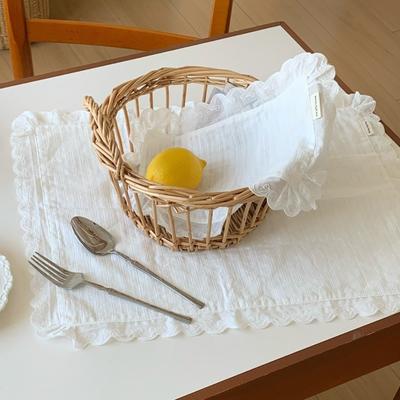Korean Style Soft Flounced Lace Ruffle Placemats Dust-proof Multi-purpose Lace Napkins Coasters Dining