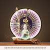 Ceramic Seated Guanyin On Lotus with Light Ring and Anjali Mudra for Home Decor