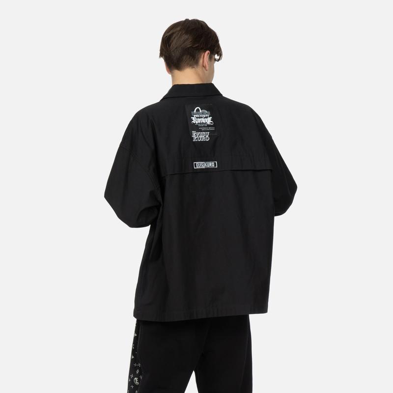 Giacca da Uomo Fukushin Evisu con Logo a Lettere Ricamato Monopetto Nero 2ESGNM3SJ750BZCT
