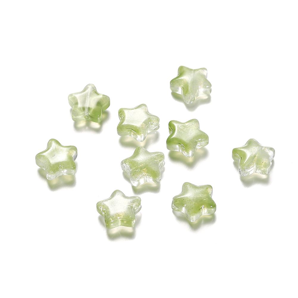 30pcs 8mm Colorful Five-pointed Star Glass Beads Loose Spacer Beads for DIY Handmade Jewelry Making Bracelet Accessories