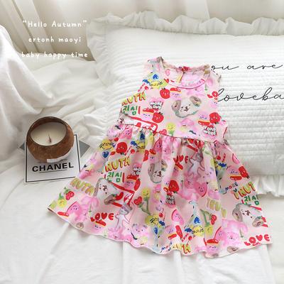 New Girls Sleeveless Floral Summer Dress for Toddler Baby Cute Pattern Breathable Loose Fit Casual Lightweight Dress