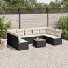 VidaXL Garden Lounge Set 10 Pcs with Cushions Black Braided Resin 3223788