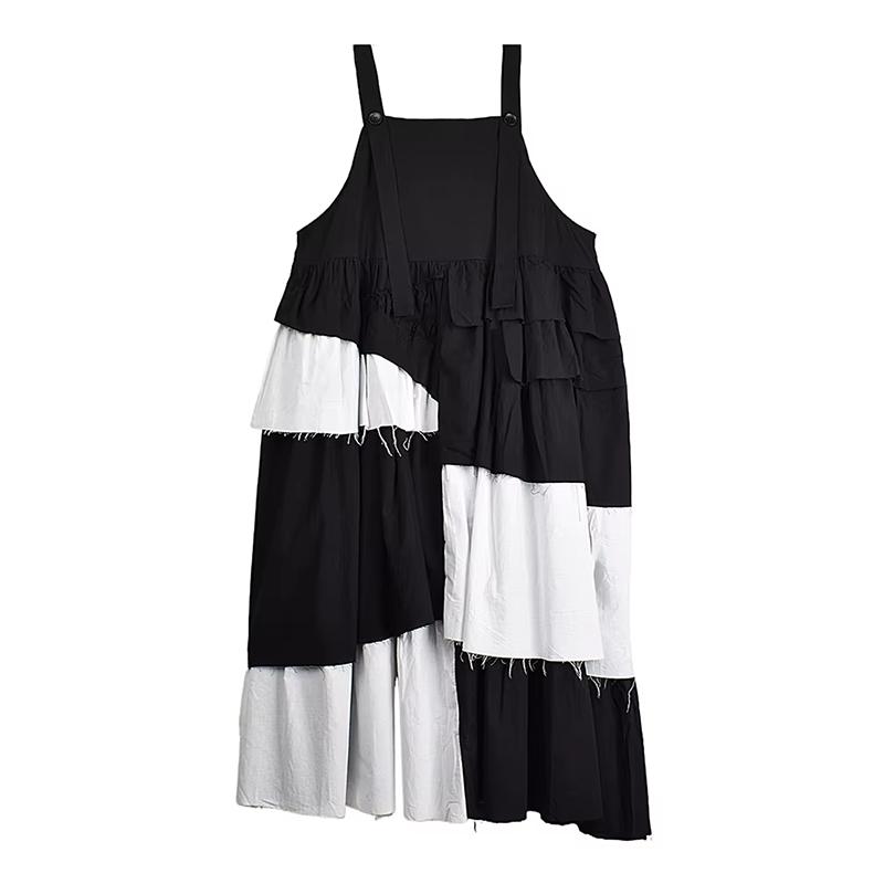 

XITAO Асимметричное платье в стиле пэчворк, контрастных цветов GYX1588 One Size белый