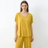 Summer Modal Homewear 2 Piece V-Neck Short Sleeve Tshirt and Wide Leg Pant Ankle Length Loose Sleepwear Set Comfort Pajama Sets