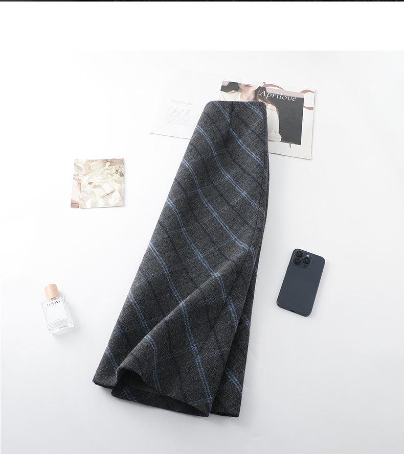Elegant Retro Wool Plaid Midi Skirt for Women - Autumn/Winter 2025 Collection