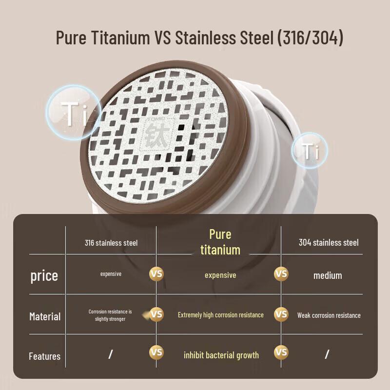 Temeike Hammered Ceramic Lined Vacuum Insulated Tea Bottle with Titanium Infuser