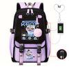 Animation Cartoon Printing Contrasting Color Neutral Usb Backpack Large Capacity Korean Version Of Student Schoolbag
