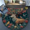 Deer in the Garden Round Area Rug,Carpet Rug for Living Room Bedroom Sofa Playroom Decor,Non-slip Floor Mat