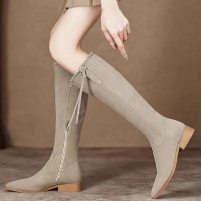 Women Pointed Toe Chunky Heels Cowgirl Boots  Autumn Ankle Boots Woman Vintage British Low-heeled Casual High Cowboy Botas