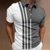 Men's Button Polo Shirt, Collar Short Sleeved Shirt, Button Striped Collar Casual Sportswear, Trendy T-shirt