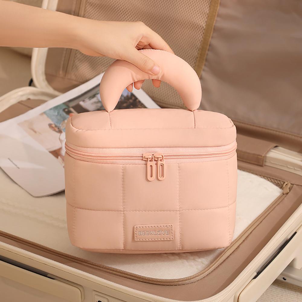 Large Capacity Portable Travel Cosmetic Bag Women's Handheld Soft Makeup Brush Storage Pouch Casual Toiletry Organizer Bags
