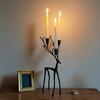 Black Reindeer Statue Candle Holder Vintage Iron Art Candlestick Home Office Living Room Taper Candle Stand Table Centerpiece Ornament