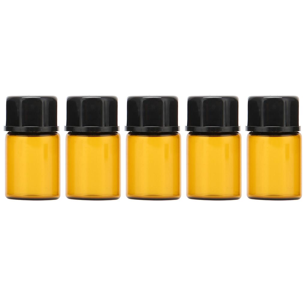 5pcs Dark Brown Perfume Separately Glass Small Bottles Portable Sample Flask 2ml