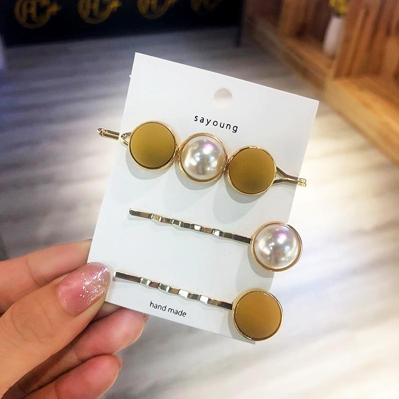 1pair Popular Faux Pearl Korean style Ladies girls hair clip pin OVERSIZED hair clip pin grip pearl silver metal snap valentines day gifts