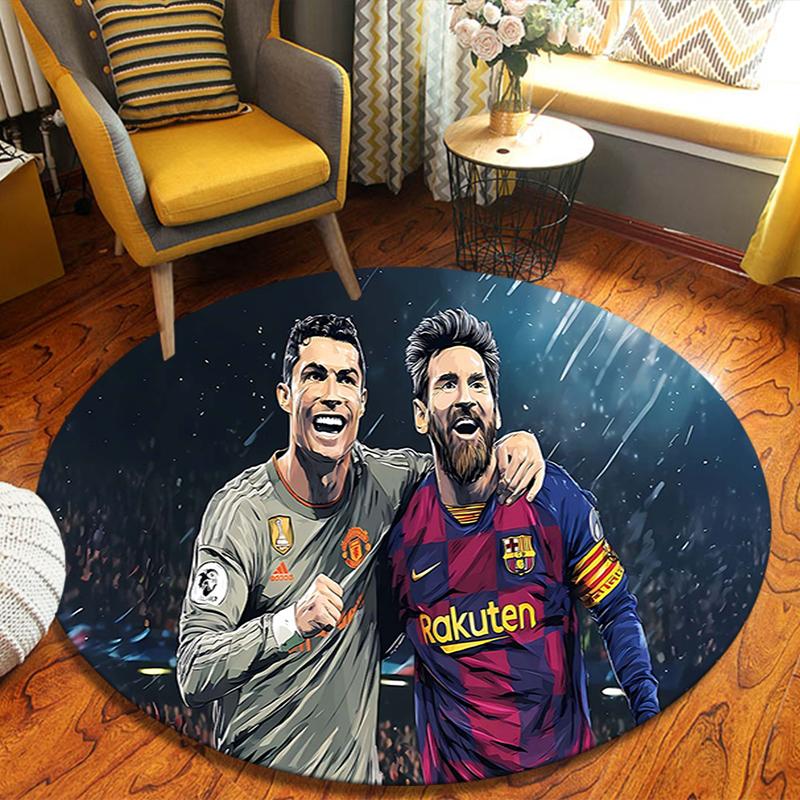 1Pc Barcelona Celebration Moment Flannel Round Rug Soft Non Slip Circular Office Carpet Floor Mat Bedroom Living Room Xmas Gift S1903