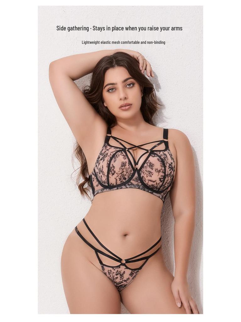 European-American Plus Size Lingerie Set: Anti-Sagging Push-Up, Full Cup Bra for a Slimmer Look