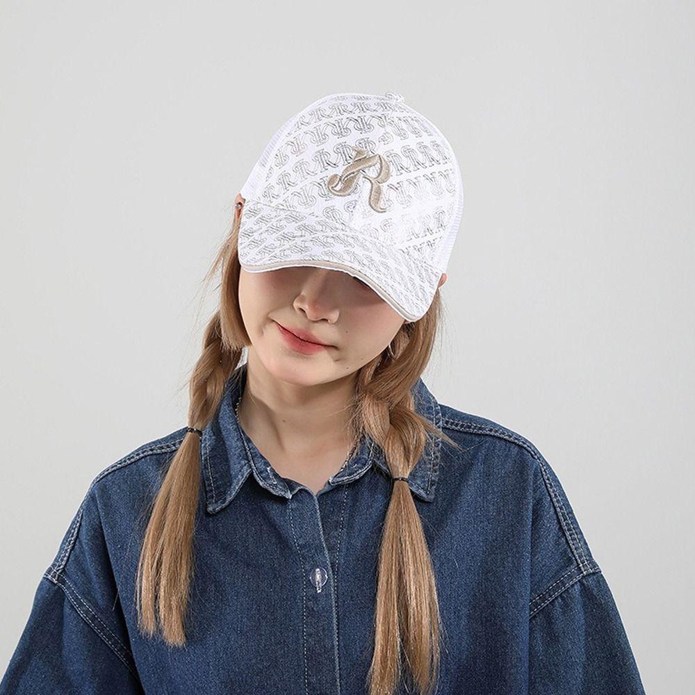 Letter Embroidered Mesh Baseball Cap Breathable Sun Hat Fashion Peaked Cap Summer