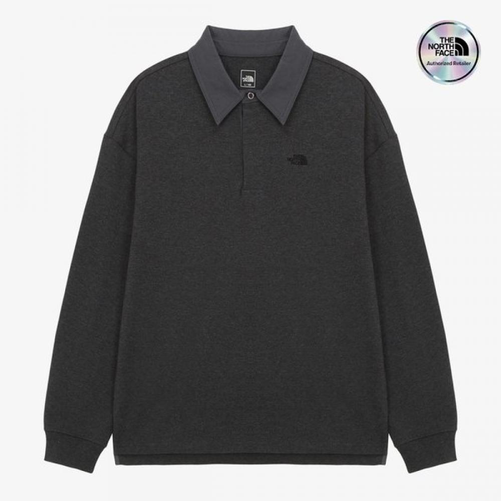 The North Face Men S Long Sleeve Polo Dark Gray Nt7qr68b DARK GRAY/100