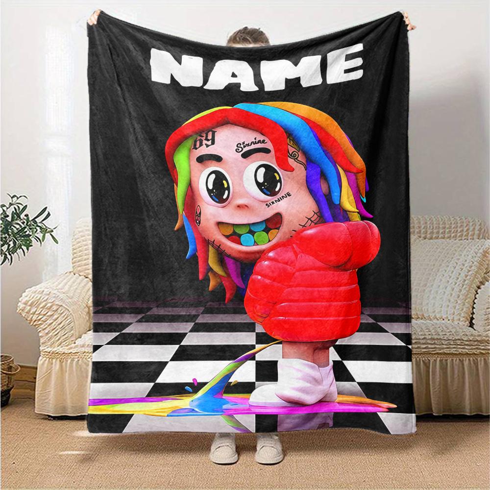 Customiz Name Personality 6ix9ine TattleTales Blanket Soft &Warm Sofa Office Bed Travel Lunch Break Blanket, Gift Suitable for All Seasons