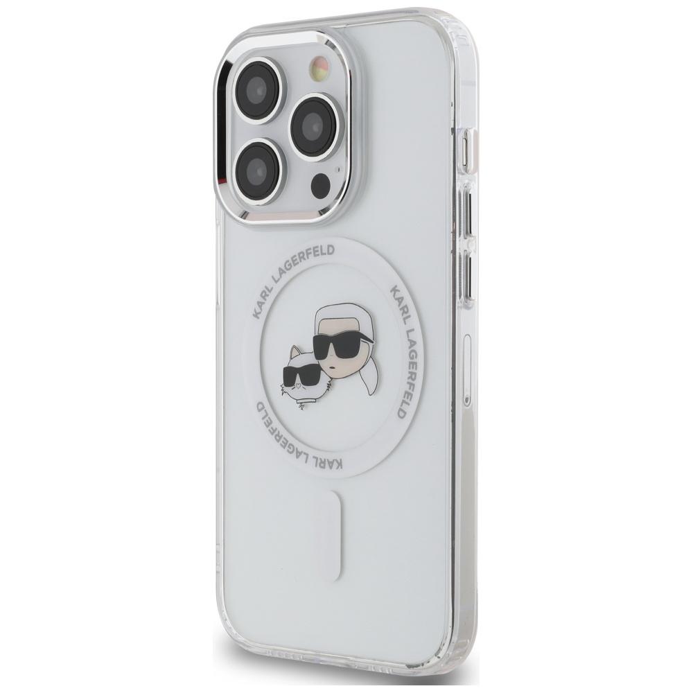 Karl Lagerfeld Klhmp14Lhlskch Iphone14 Pro 6.1 Biały/White Hardcase Iml Metal Karl&Choupette Head Magsafe