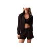 Loose Comfortable Breathable Stand Collar Drop Shoulder Long Sleeve Jacket Women Jackets Black 404F407-001