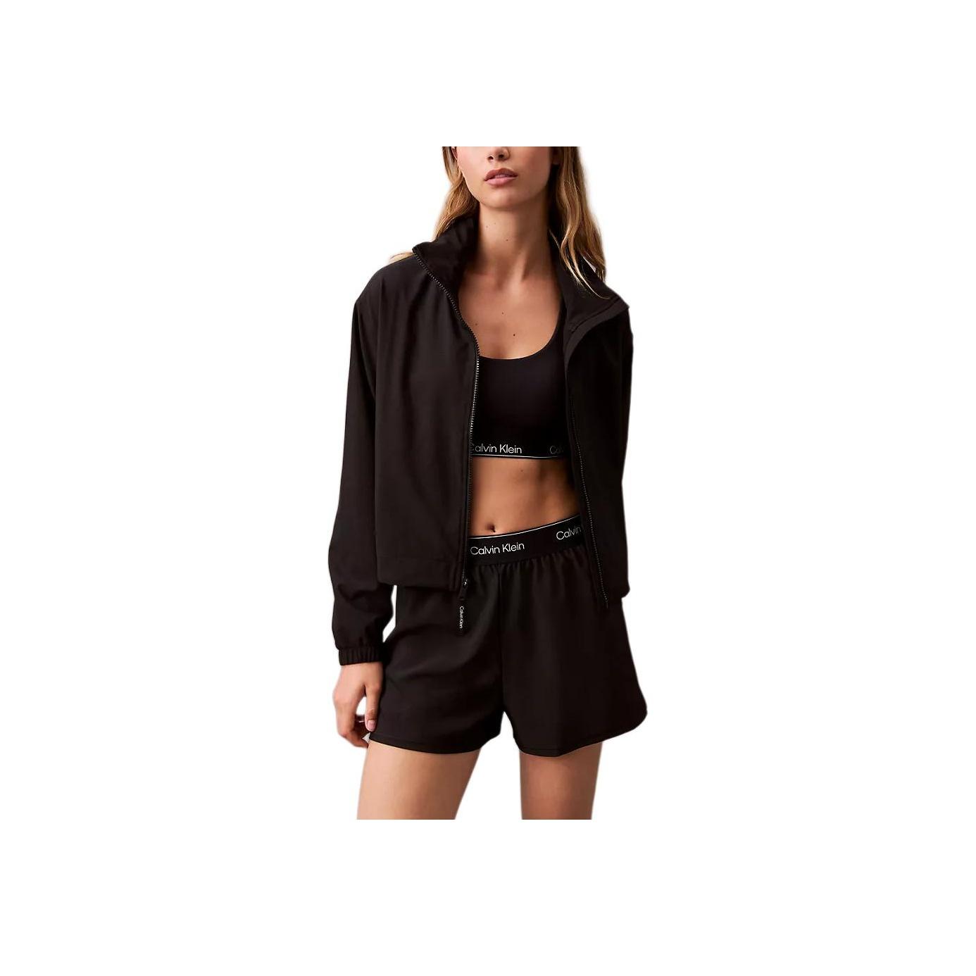 

Calvin Klein Loose Comfortable Breathable Stand Collar Drop Shoulder Long Sleeve Jacket Women jackets Black 404F407-001 S