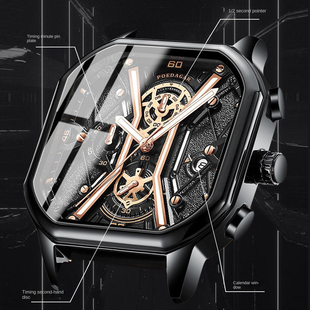 POEDAGAR Новые роскошные мужские часы TOP Brand с коробкой, многофункциональные светящиеся мужские кварцевые часы