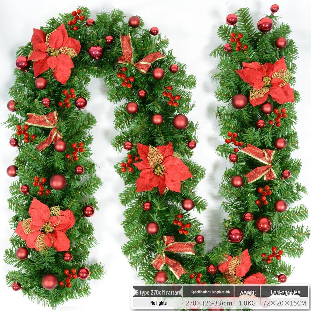 Christmas Glimmer: Garland Set for Tree, Window, and Fireplace with Flocked Leaf Ornaments