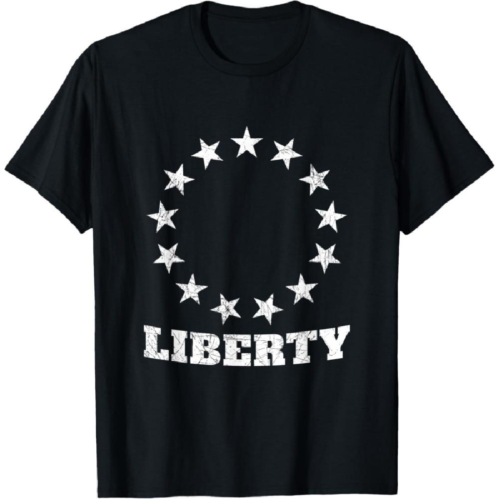 

Betsy Ross Life Liberty and the Pursuit of Happiness Flag T-Shirt S