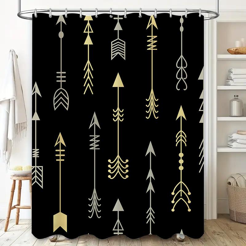 Black Shower Curtain With Arrowhead Design Modern Bathroom Decor For Home Decoration Supplies