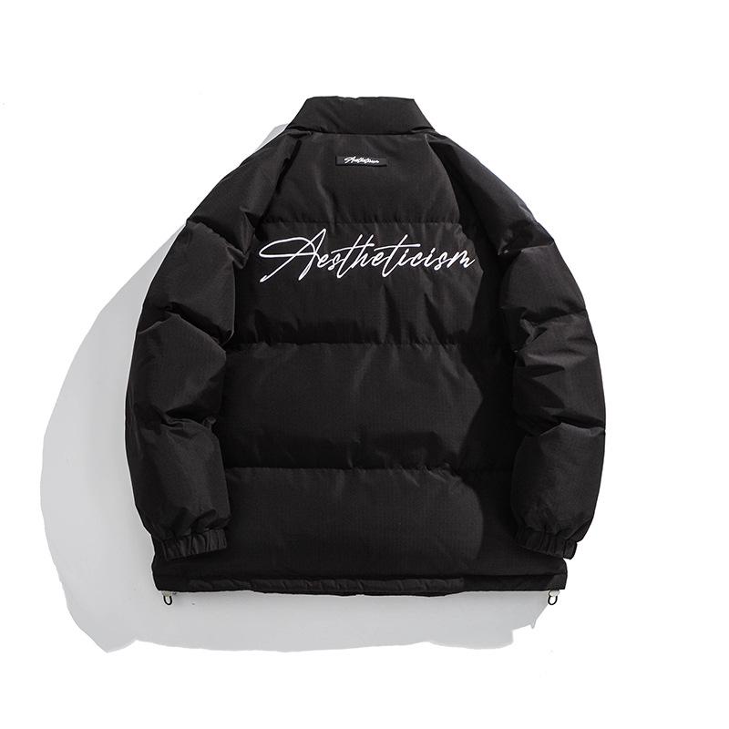 Men's Stand Collar Winter Cotton Jacket - Thickened, Loose-Fit, Trendy Down Outerwear