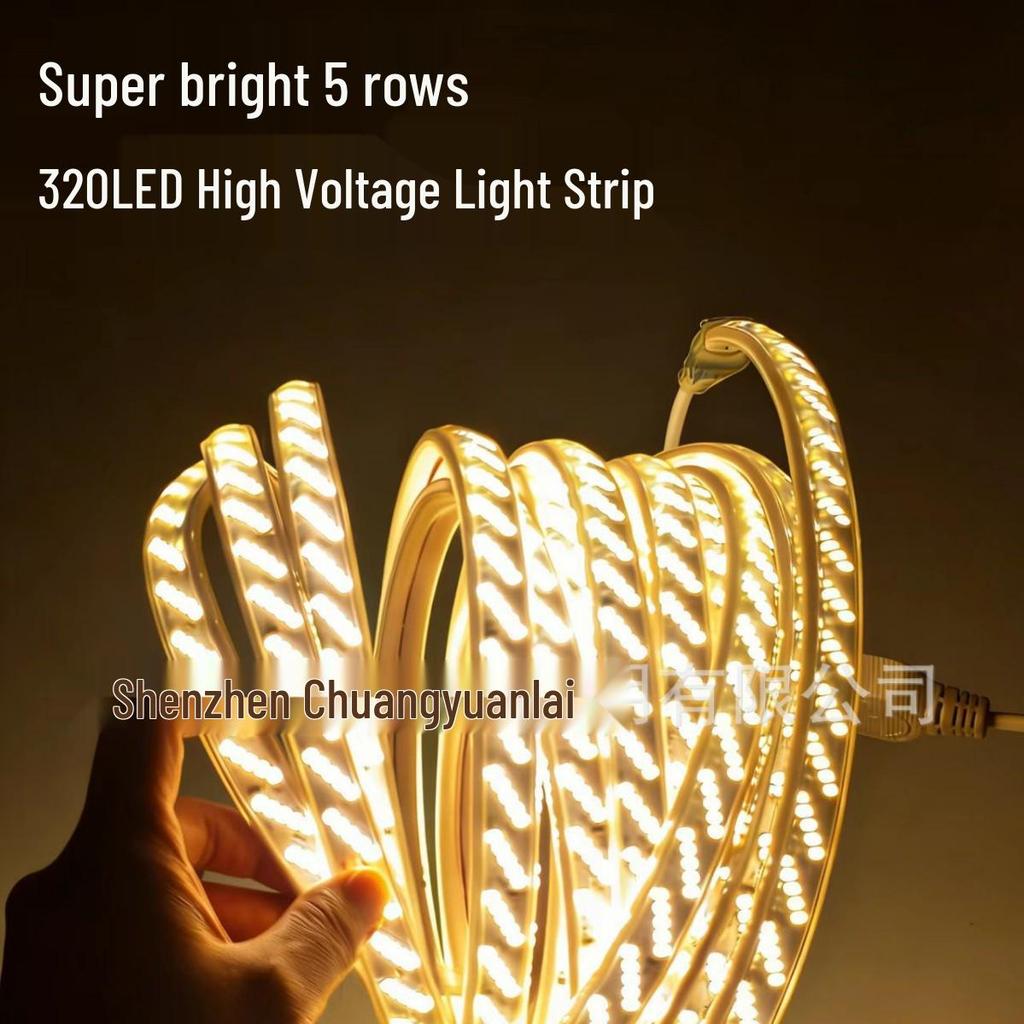 220V LED Strip Light - 320 Super Bright Waterproof LEDs for Outdoor Engineering and Tunnel Construction