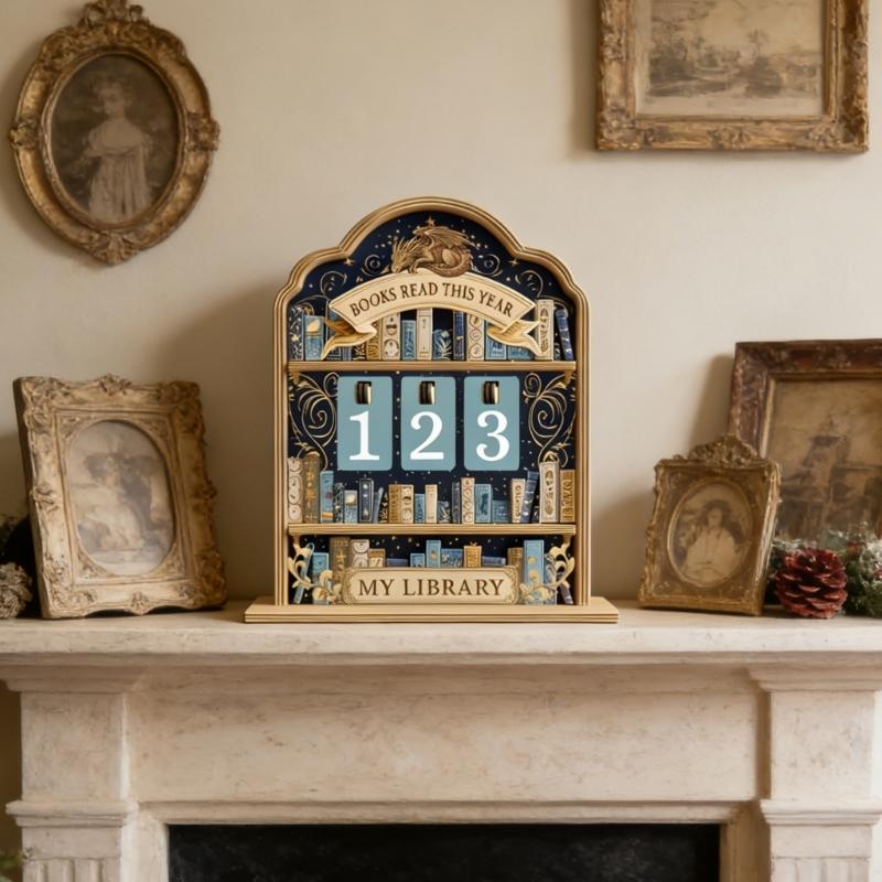 Bookworms Gift Wooden Book Counter With Number Card Reading Trackers Sign Home Office Library Bookshelf Decors Ornament