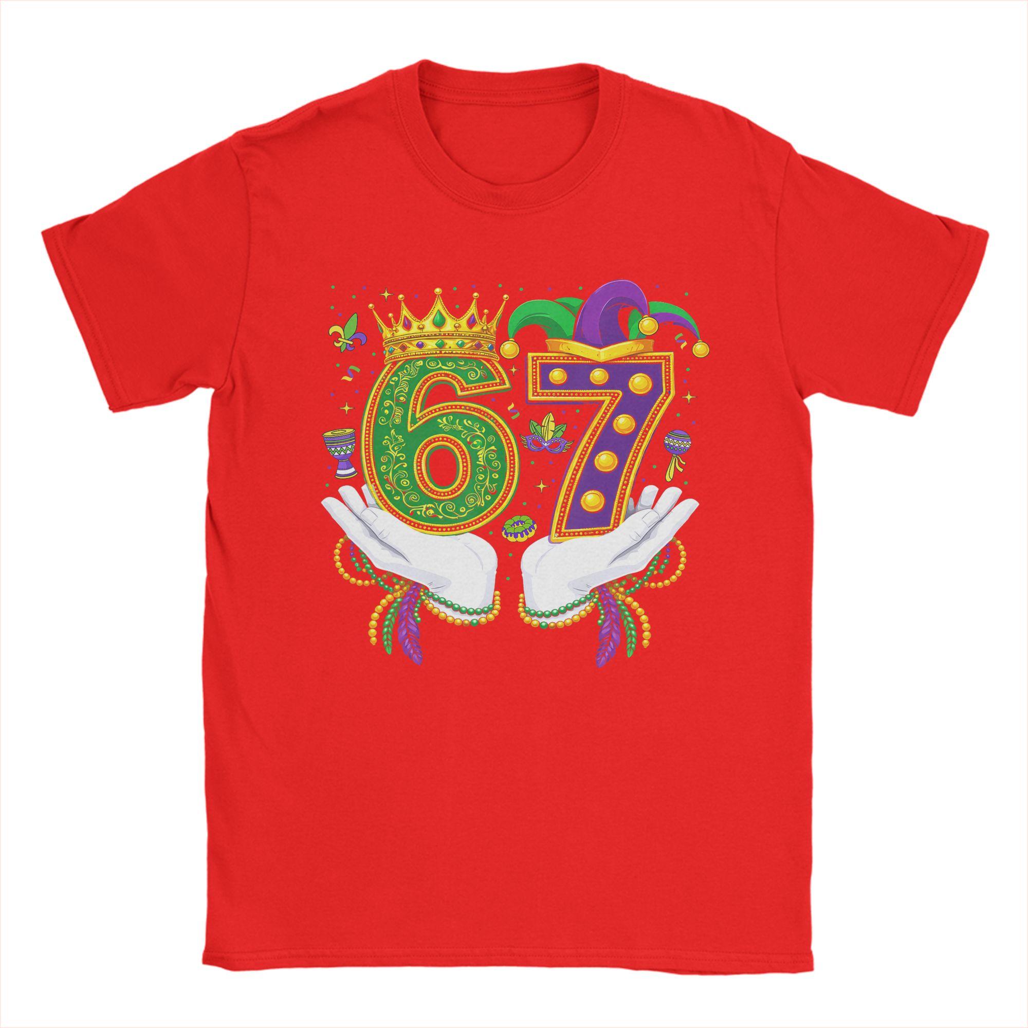 Unisex TShirts Mardi Gras Funny Six Seven Hipster Pure Cotton Tee Shirt Short Sleeve T Shirt Round Collar Tops Adult S
