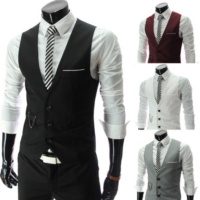 Hombre Moda Negocios Chaqueta sin mangas Traje Chaleco Para Hombres Sólido  Abrigo Casual Waristcoat Ropa Bar de Bodas Reunión Formal Traje de Trabajo  Chaleco comprar a buen precio — entrega gratuita, reseñas