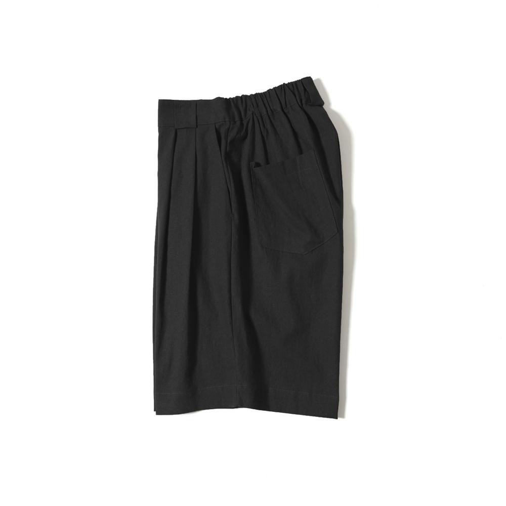 Is Linen Half Banding Bermuda Pants_Black_Unisex