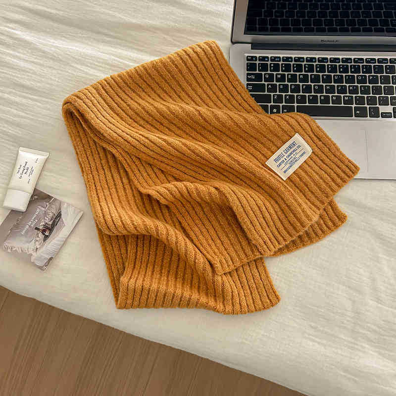 Woolen Knitted Brown Color Scarf Women'S Season Thickened Couple Warm Student Solid Color Men'S Scarf