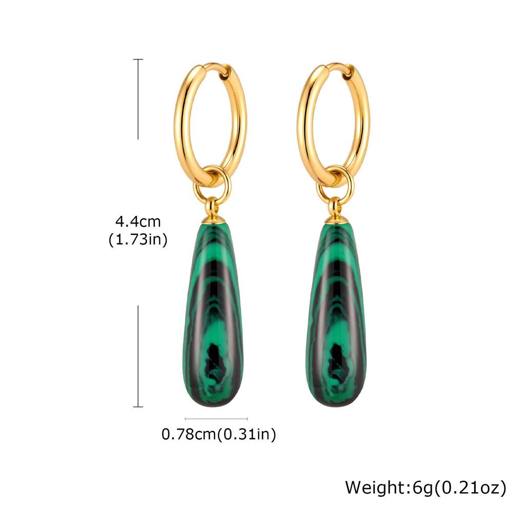 Women's Amethyst Teardrop & Tiger Eye Malachite Gold Earrings