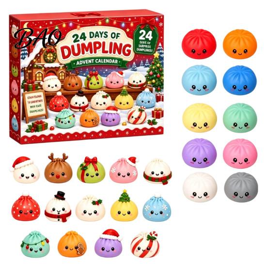 Christmas Gift for Adults 2026 Squeeze Toy Advent Calendar, 24-Day Dumpling Bun Fidget Stocking Stuffers Kids Countdown Box, Soft TPR Stress