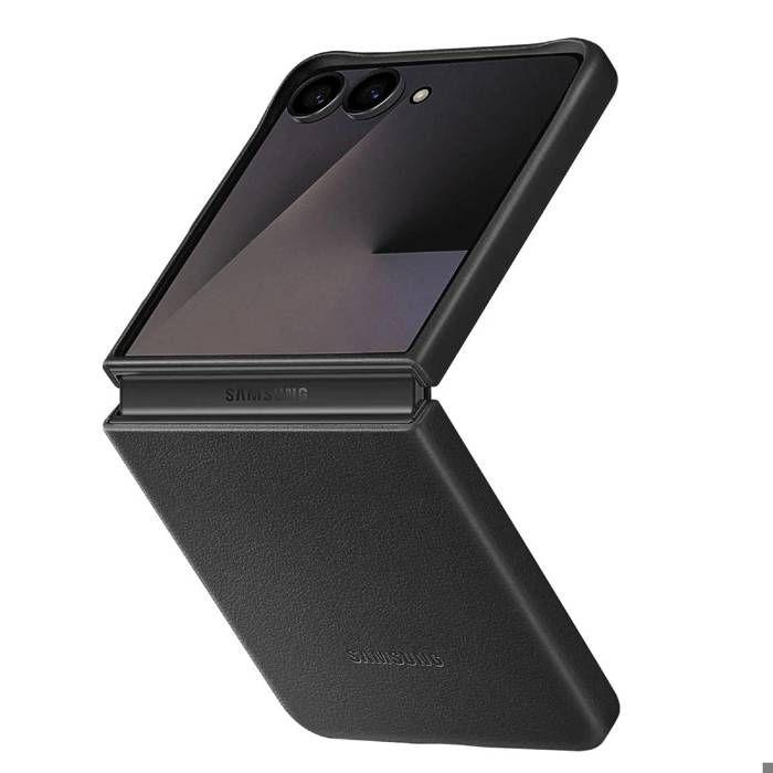 Coque - SAMSUNG - Galaxy Z Flip 7 - Cuir vegan - Noir - Souple