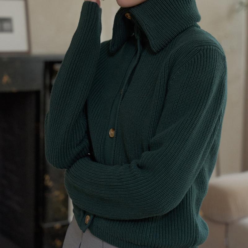 PLAYBOO Windproof Spread Collar Cardigan Forest Green