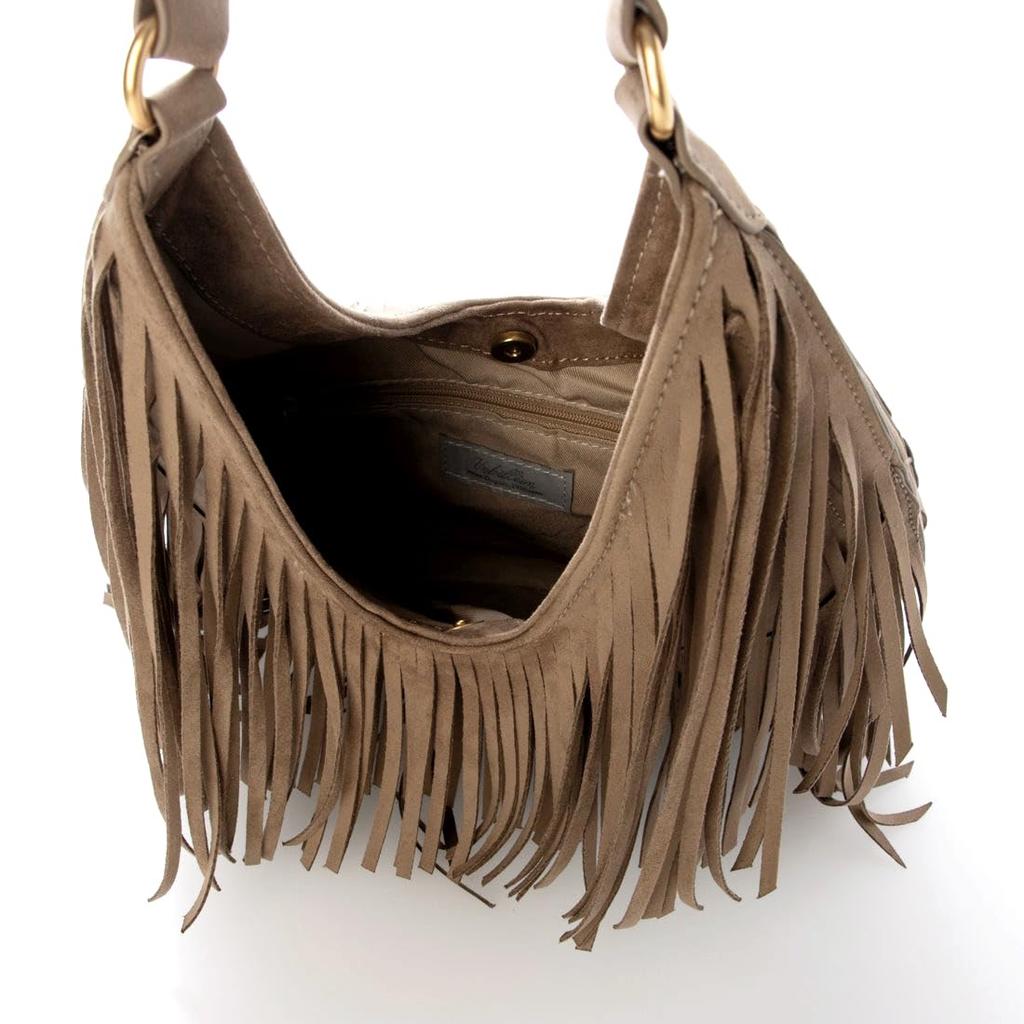 Suede Fringe Semi-shoulder Bag