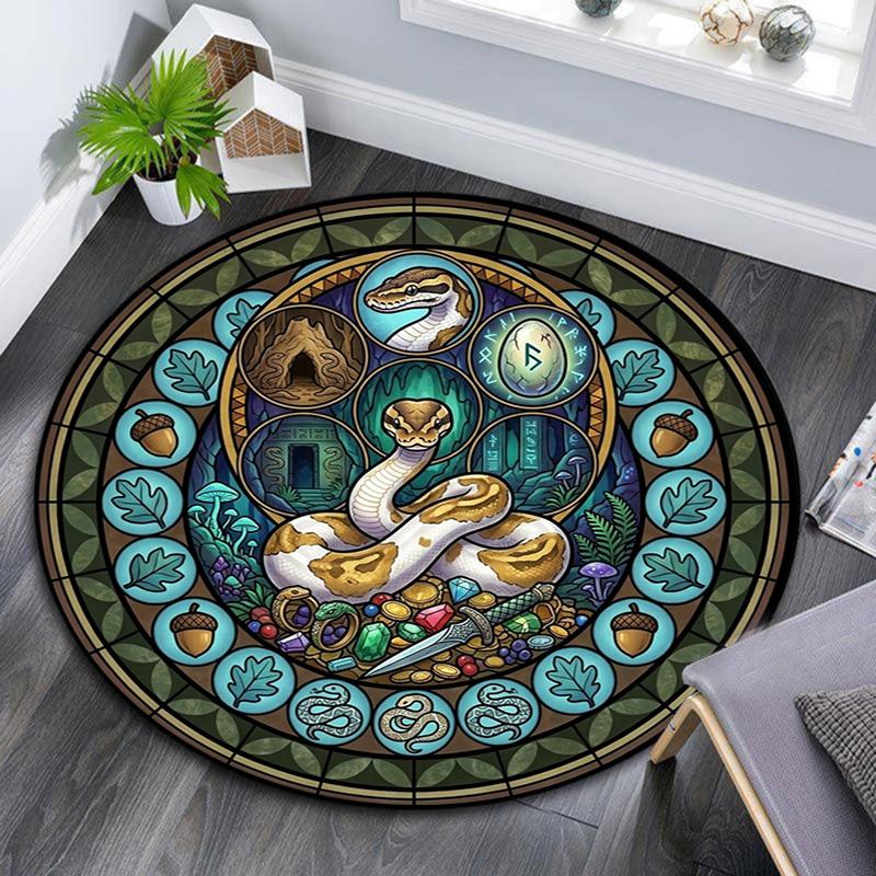 Underwater Treasures Window Round Area Rug Under Office Chairs Bedroom Living Room Home Decor
