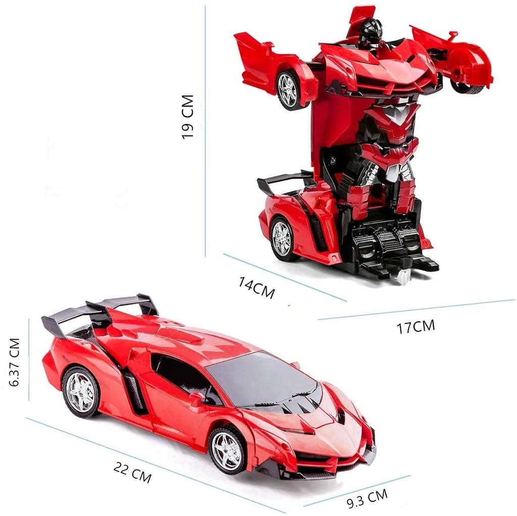 Multifunctional Transforming Toy RC Remote Controlled Robot 2 In Remote Rechargeable Car, Car, Toy, 1, Control, Transformable, (Red)