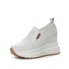 Fashion New Season Women's Vulcanize Shoes Lightweight Height Increasing Casual Sneakers with Breathable Holes and Thick Wedge Heels