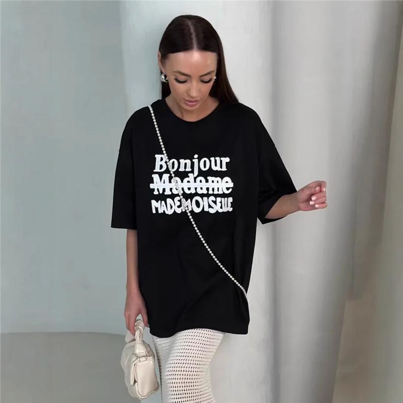 Versatile Retro Print Women's High Street Short Sleeve T-Shirt: European & American Trendy Niche Style