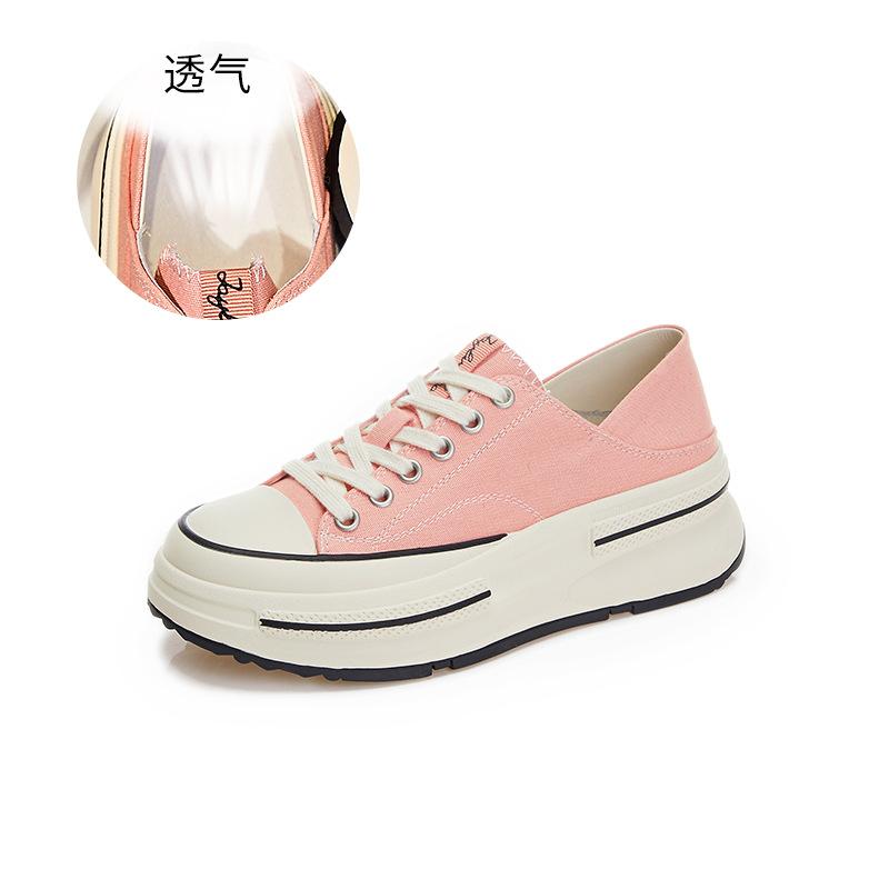 

Первый слой овчины парусиновые туфли женские весна 2025 новые женские две носить белые туфли толстые подошвы туфли женские повседневные женские туфли 35 розовый